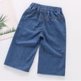 thumbnail image 2 of Bigetiay Girls Denim Pants Summer Lightweight Embroidery Baby Toddler Loose Fit Cropped, Size 2-3 Years, 2 of 3