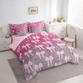 thumbnail image 3 of jejeloiu Kawaii Ribbon Bow 7-Piece Bedding Comforter Set,Pink Silver Glitter Print King Bedding Sets For Girl Kids Reversible, 3 of 8