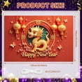 thumbnail image 2 of Golden Dragon Chinese New Year Banner Red Background Dragon Display Chinese Lanterns Floral Decor New Year Backdrop for New Year Celebration Home Party Festival Decoration, 2 of 9