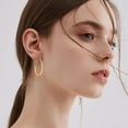 thumbnail image 4 of CFIOZYOS  Drop Hoop Earrings - 14K Gold Plated Oval Pull Through Design, 4 of 10