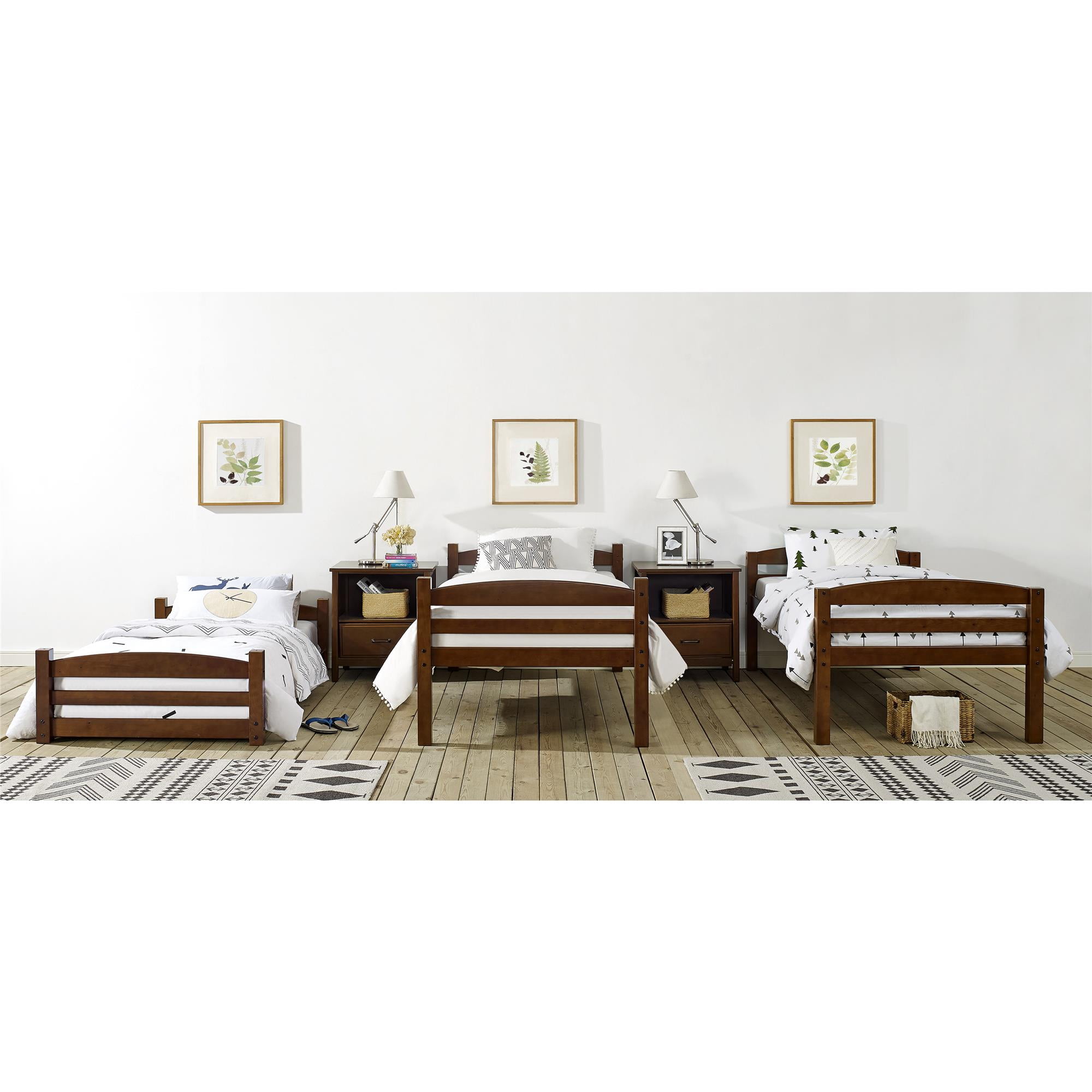 Better Homes & Gardens Tristan Kids' Convertible Triple Bunk Bed, Twin Over Twin Over Twin, Mocha