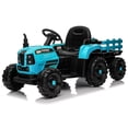 thumbnail image 3 of Ride On Tractor With Trailer,12V Battery Powered Electric Tractor Toy W/Remote Control,Electric Car For Kids,Three Speed Adjustable,Power Display, Usb,Mp3 ,Bluetooth,Led Light,Two-Point Safety Belt, 3 of 9