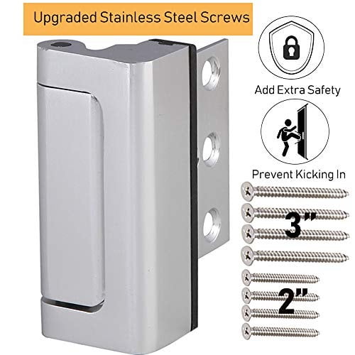 Home Security Door Lock Child Proof Reinforcement Lock With 3 Stainless Steel Screws Door Latch For Inward Swinging Door Double Door Security
