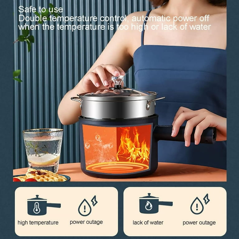 1.8L Electric Hot Pot With Steamer - Dual Temperature Control Stainless Steel Travel Cooker