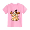 thumbnail image 7 of Ulanda Toddler Baby Girl Halloween Shirt Ghost Tshirt Spooky Season Short Sleeve Tee Top Kid Fall Clothes (Pink, 5-6 Years), 7 of 7