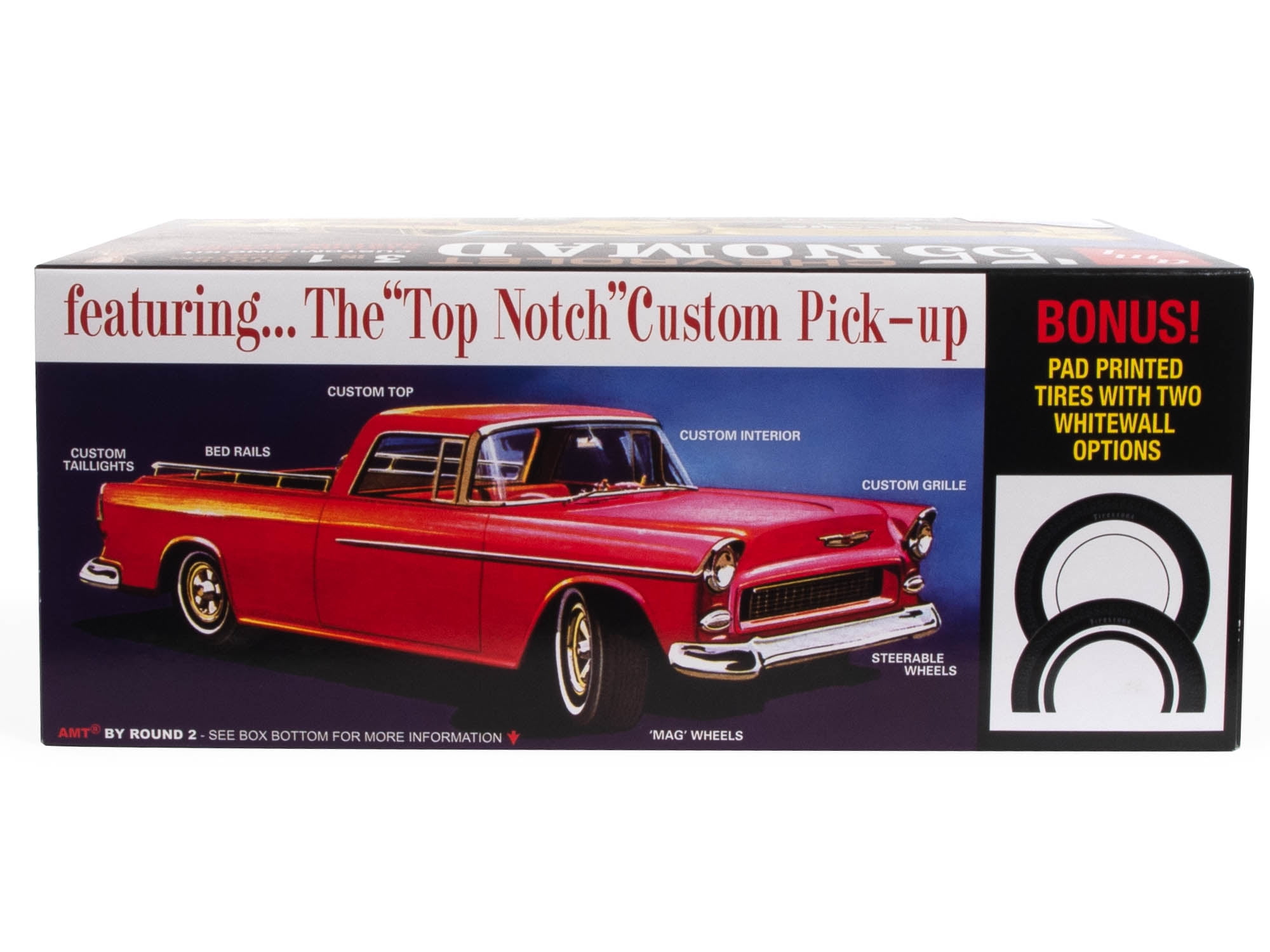 AMT: 1:25 Scale Model Kit -  1955 Chevy Nomad - 172 Parts, Skill Level 2, 7.5", Authentic Vehicle Building Kit, 3-In-1 Customizing, Unpainted, Age 14+