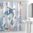 thumbnail image 4 of Crab Coral Starfish Fabric Shower Curtain Marine Life Blue Ocean Washable Shower Curtains for Bathroom, Waterproof Bath Curtain with Hooks Home Decor 72x72in, 4 of 8