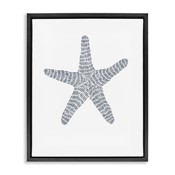 Stupell Industries Minimal Starfish on White Coastal Painting Black Floater Framed Canvas Art Print Wall Art, 17 x 21