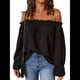 thumbnail image 1 of Blusa Informal Holgada de con Hombros Descubiertos y Volantes de Larga para Mujer. Negro M, 1 of 10