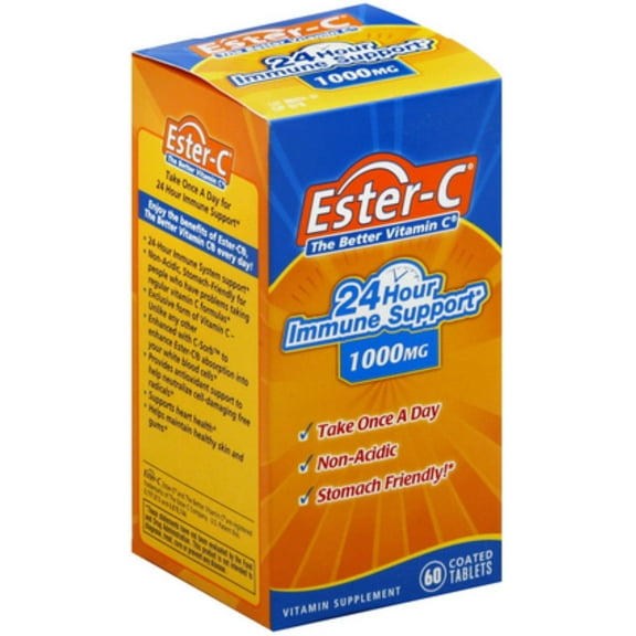 Ester-C Vitamin C 24 Hour Coated Tablets, 1,000 mg, 60 Ct (3 pack) (Bundle)