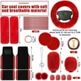 thumbnail image 5 of count  Seat Cover Full Set  Accessories for Front Rear Seat Fluffy  Cover Belt Automotive Floor Mats Air Conditioner Decoration Strip(Red and Black), 5 of 6