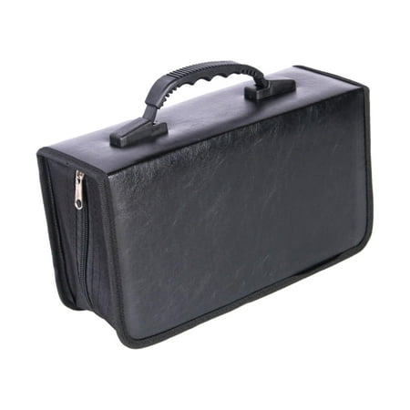Image of CD Storage Case PU Leather 128 Capacity CD Sleeves for Office Travel Home