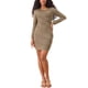 thumbnail image 2 of INSPIRE CHIC Vestido Mini Bodycon de Manga Larga para Fiesta de Mujeres Color Marrón Talla L, 2 of 6