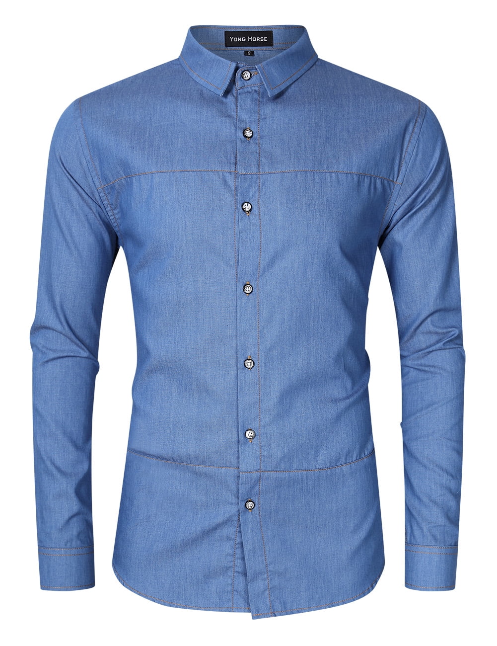 long length denim shirt