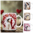 thumbnail image 1 of Taza de cerámica para San Valentín – Tema romántico de boda, taza de té de café, microondas para lavavajillas, 11oz – Regalo para el hogar de la oficina para parejas, vajilla de amor elegante, 1 of 6