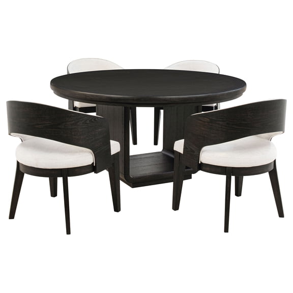 Leandro 5-piece Round Dining Table Set Burnished Black