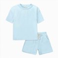 thumbnail image 2 of UAYOTSE Toddler Kids Baby Boys 2 Piece Tracksuit Summer Outfits Solid Short Sleeve T Shirt with Shorts Set,Sizes 2-3 Years, 2 of 6