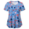 thumbnail image 5 of GEWSEY Women's Scrubs Printed Scrub Tops Plus Size Stretch Nursing Scrubs Fall Medical Workwear with Pockets (Blue, XL), 5 of 5