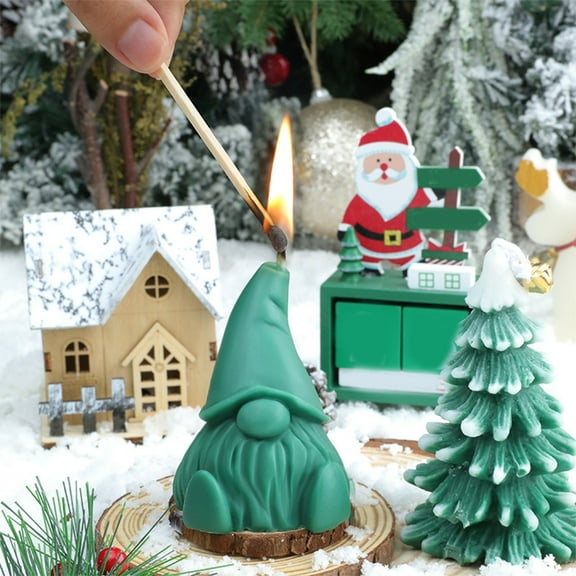 Mecorevxz Christmas Decorations Santa Claus Sitting A Stylized Scented Candle Christmas Theme Classic Hat Santa Claus Scented Candle Suitable for Xmas Decor,Christmas Gifts(Green)