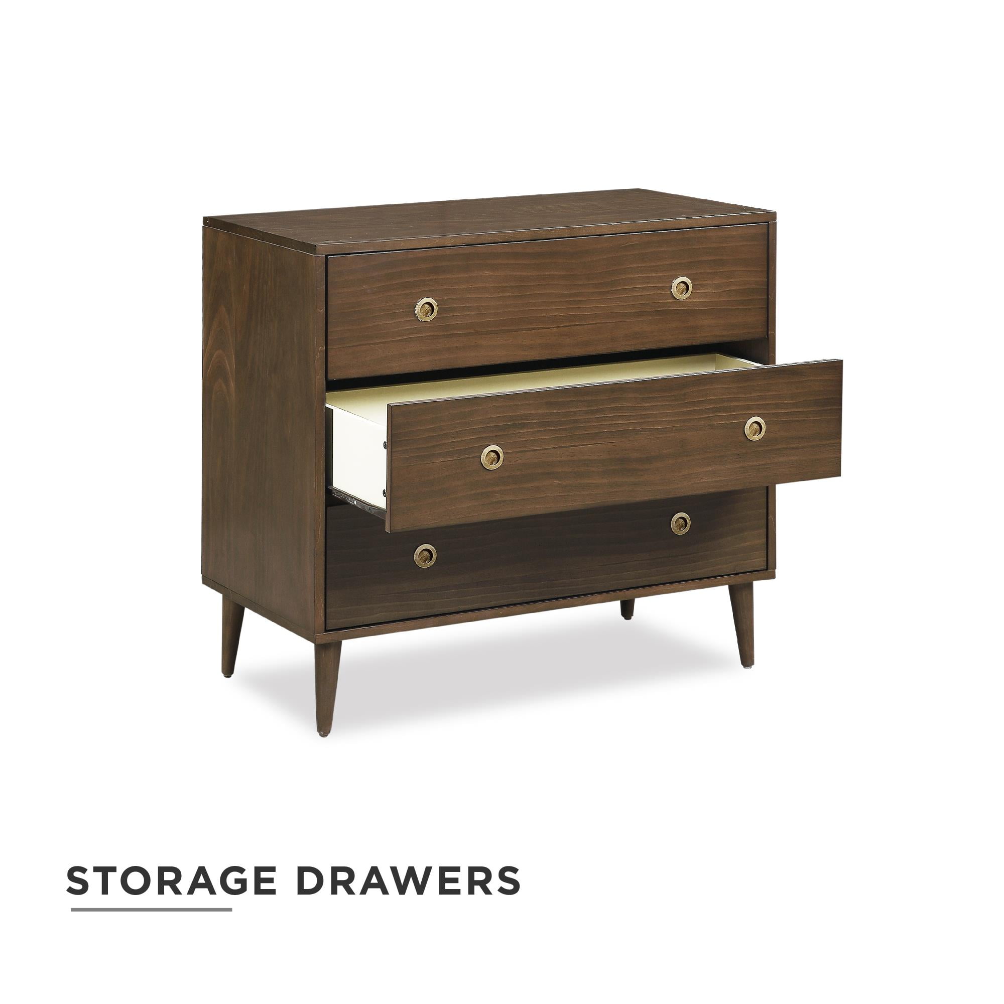 Novogratz Harper 3 Drawer Storage Dresser Organizer for Nusery Walnut Walmart