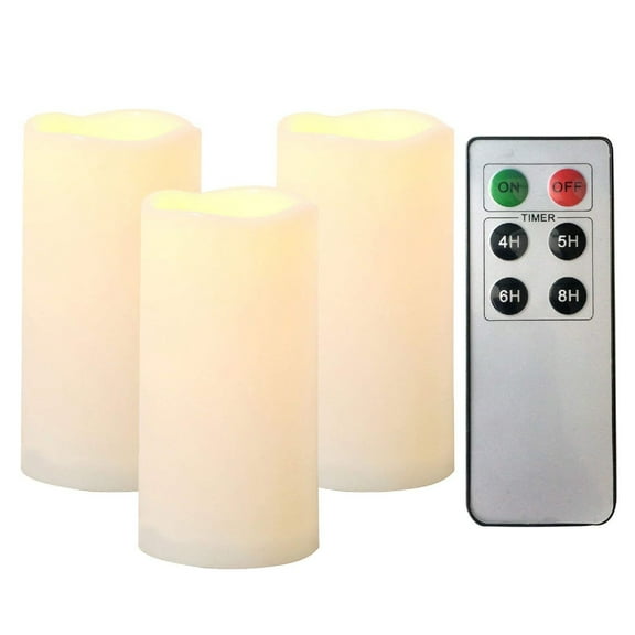 Candle Choice Flameless LED Pillar Candles, 3 in x 6 in, Waterproof, Remote Controlled, 3 Count