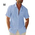 thumbnail image 5 of Sonducket Camisa de hombre Casual manga corta transpirable botón abajo Color sólido moda viajes citas camisas ropa Camisetas Azul claro METRO, 5 of 5