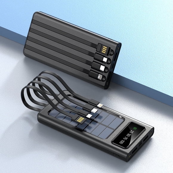 Withe Power Bank Built in 4 Cable 40000 mAh Portable External BatteryCharger Powerbank For Xiaomi_Special Gift