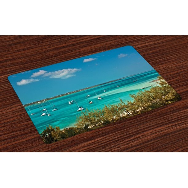 Sailboat Placemats Set of 4 Sailboats and Power Boats Anchored in