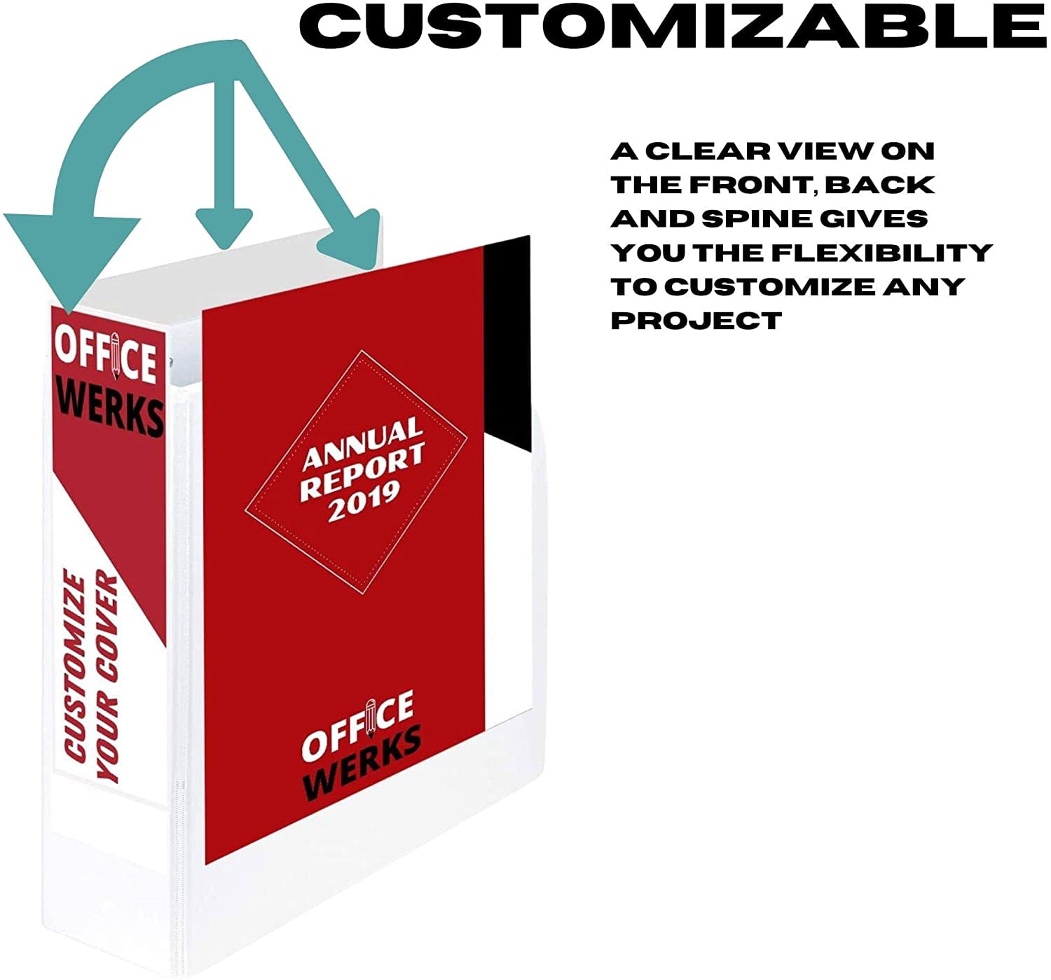 3 Ring Binder, Professional D Ring Binder, Presentation Folder 8.5 x 11 with Pockets, Clear View White Binder (5 Inch (2 Pack), White)