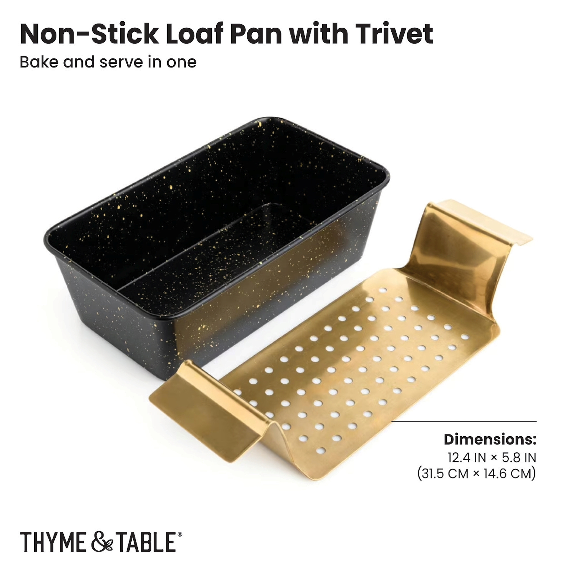 Thyme & Table Loaf Pan with Gold Stainless Steel Trivet photo 2
