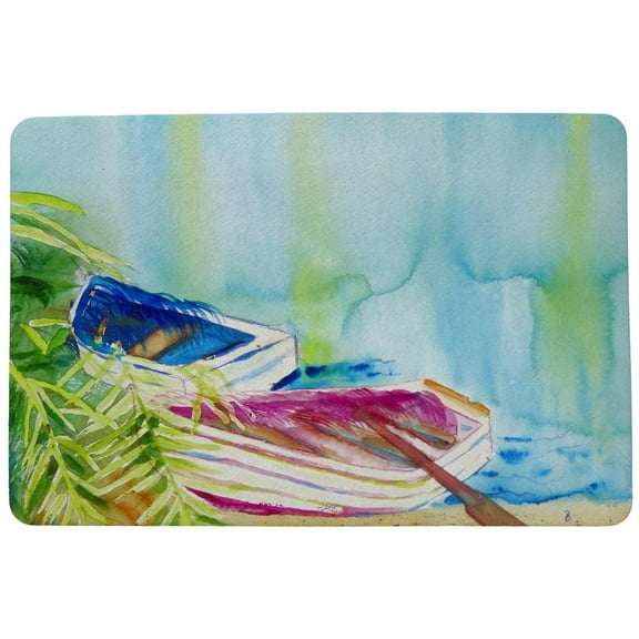 Betsy Drake Interiors Watercolor Rowboats Door Mat 30x50