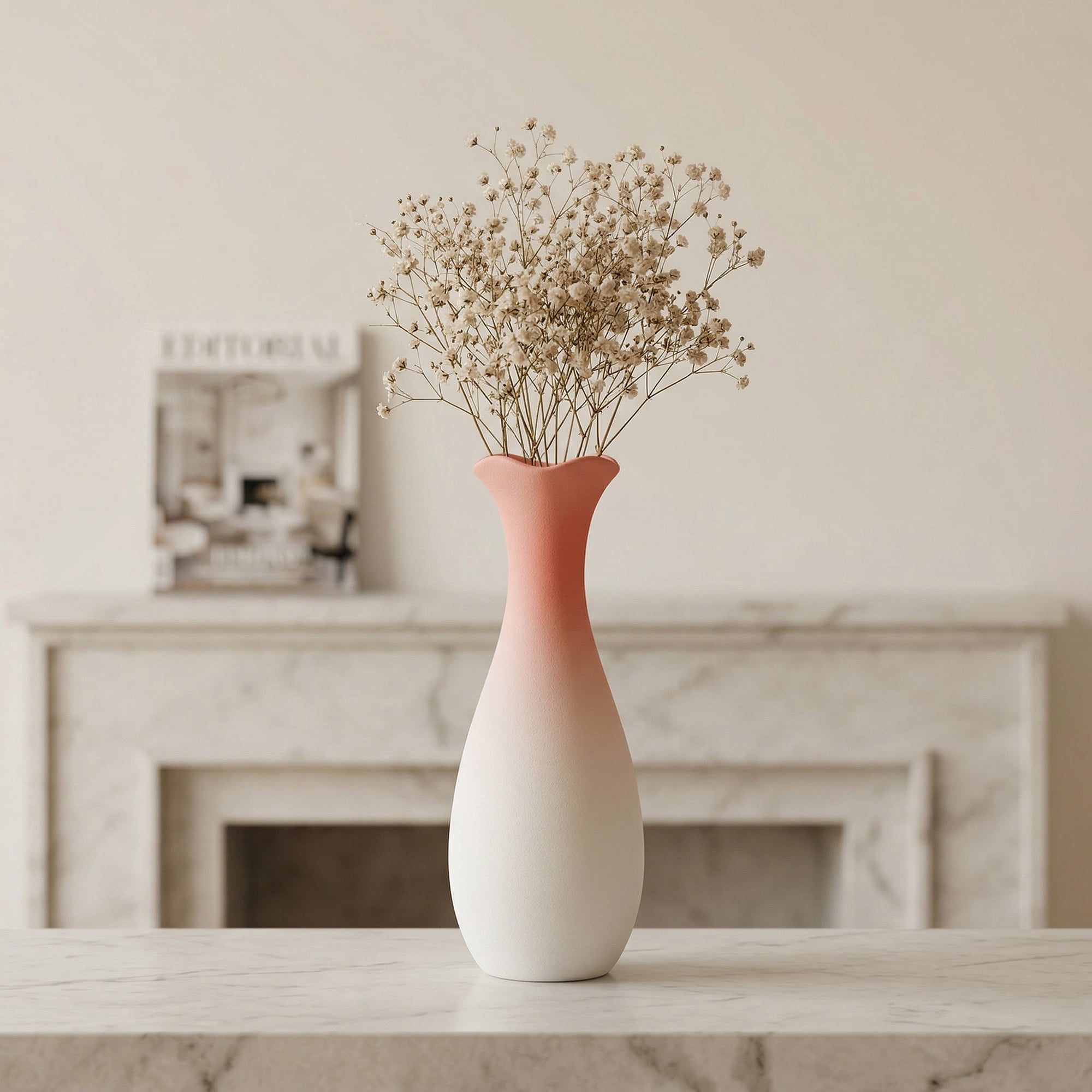 Unique Bargains Modern Tall Ceramic Vase for Decorative Pink 2.2"L x 2.2"W x 9.6"H