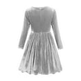 thumbnail image 5 of Eltusu Girls Velvet Dress, Long Sleeve Crewneck Soft Casual Party Dress Gray Size 12-13 T, 5 of 6