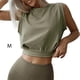 thumbnail image 2 of Guardurnaity Mujeres Crop Top Color sólido Sexy Deportes Gimnasio Camiseta suelta Escuela Club Playa Vacaciones Estética Mujer Ropa de verano Prendas para la parte del cuerpo Verde M, 2 of 5
