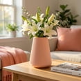 thumbnail image 4 of REGALWOVEN Acrylic Wide Mouth Conic Flower Vase Tall Clear Plastic Trumpet Vase, Unbreakable Large Centerpiece Wedding Party Pink 6.5"L x 6.5"W x 7.9"H, 4 of 6