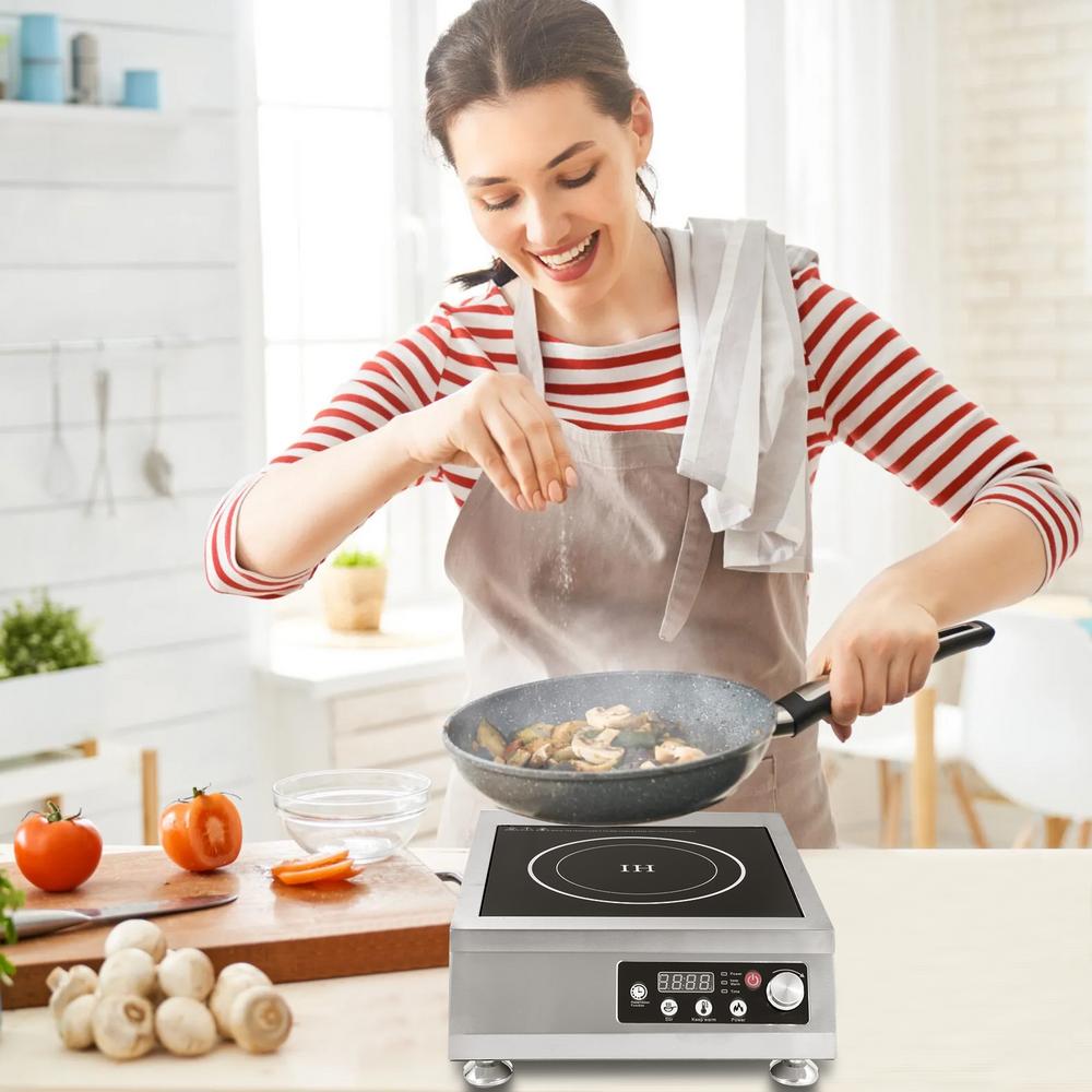 Commercial Induction Cooktop, 3500W Powerful Electric Induction Burner, 8 Power Levels Electric Burners for Cooking, Induction Hob for Chefs, Hotels