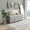 thumbnail image 2 of Harper & Bright Designs Entryway Storage Bench with Cushion Woodenb Shoe bench with Seat, 3 Shutter-shaped Doors, Hidden Storage Space, Gray Wash, 2 of 9