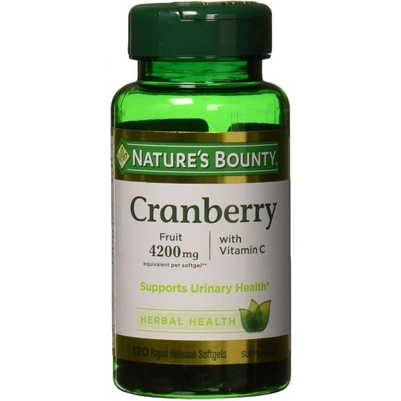 Nature's Bounty Cranberry Fruit 4200 mg, Plus Vitamin C Softgels, 120 ea (Pack of 4)