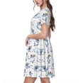 thumbnail image 2 of Bingfone Cute Shark Print Women’s Short Sleeve Dress, Comfortable Casual Dress, Stylish Summer Dress with Stretchy Fit for Daily Wear, 2 of 6