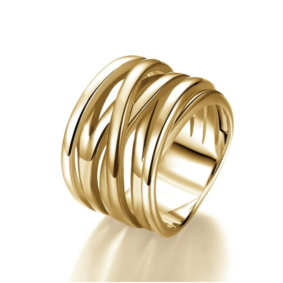 Kaydenana Gold Criss Cross Rings for Women Eternity Fashion Statement Stainless Steel High Polished Enhancer Finger Knuckle Jewelry for Gift