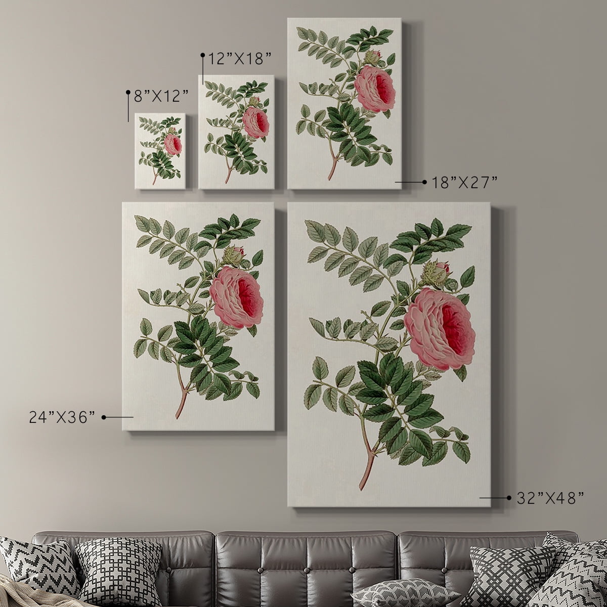 Pink Floral Mix I Premium Gallery Wrapped Canvas - Ready to Hang
