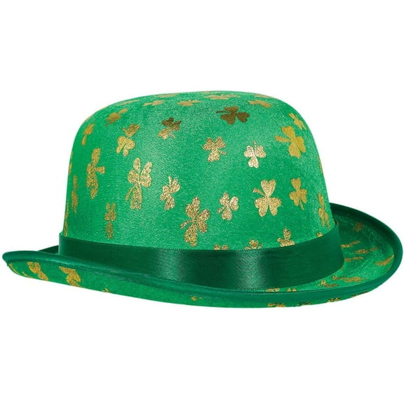 Amscan Shamrock Derby Hat, 5 1/8" x 10", Green and Gold