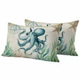 thumbnail image 2 of Pack of 2 Outdoor Pillow Covers 20x12 Inch Waterproof Octopus Coastal Throw Pillow Covers,Decorative Couch Pillow Shams Protectors Vintage Nautical Ocean Starfish Compass Patio Cushion Pillowcases, 2 of 8