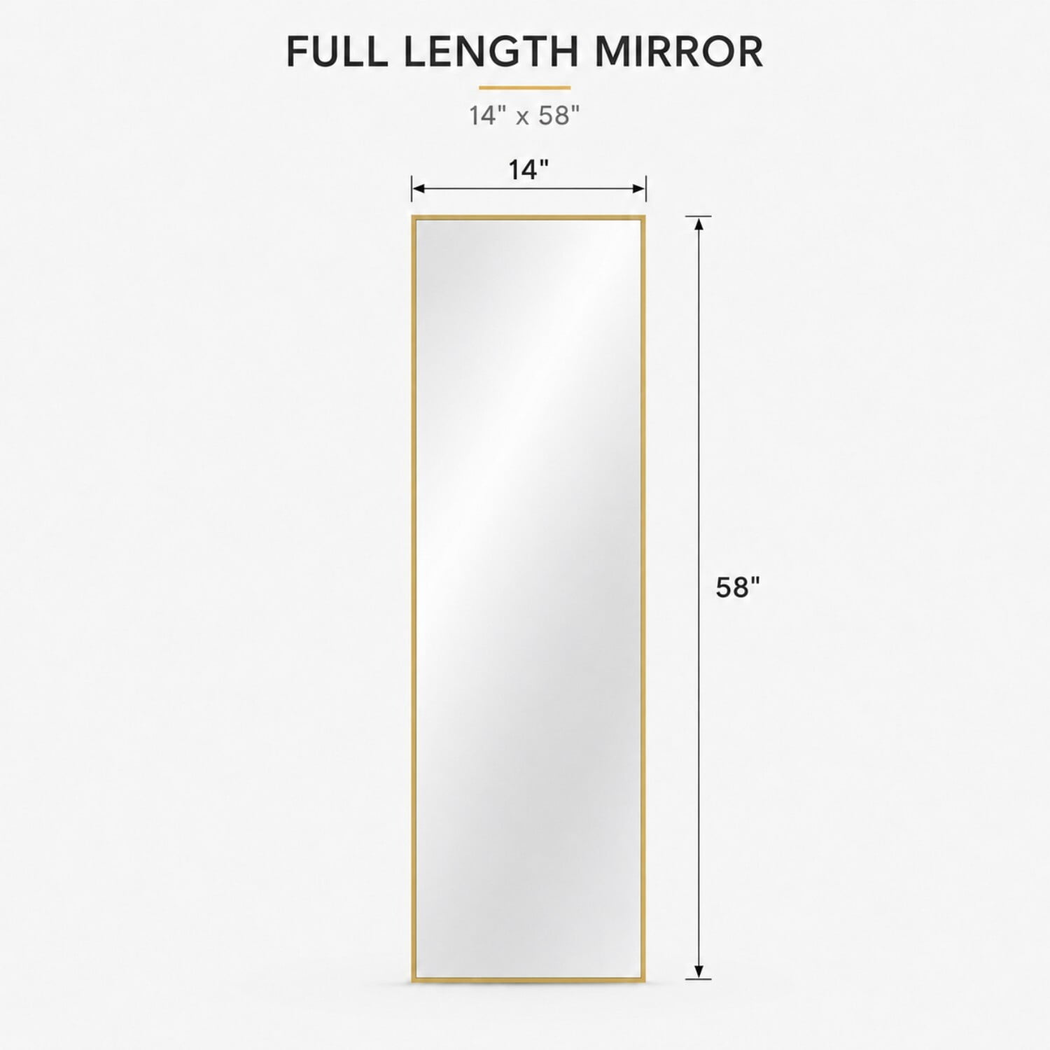 Easy4Home 58"x14" Rectangular Full Length Mirror Freestading Full Body Floor Mirror, Gold