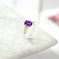 thumbnail image 4 of Gem Stone King 925 Sterling Silver and 10K Yellow Gold Cushion Purple Amethyst and White Moissanite Women Ring (1.26 Cttw, Gemstone Birthstone, Available in Size 5, 6, 7, 8, 9), 4 of 5