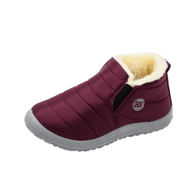 Women Winter Flat Water-Repellent Velvet Warm Short-Tube Snow Boots ...