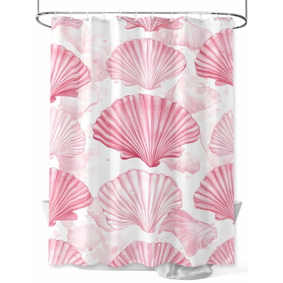 Shower Curtain, Summer Coastal Pink Seashell Washable Shower Curtain with Hooks Bath Decor Fabric Shower Curtains for Bathroom, Hotel, Stalls, Bathtubs, 36x78 Inch