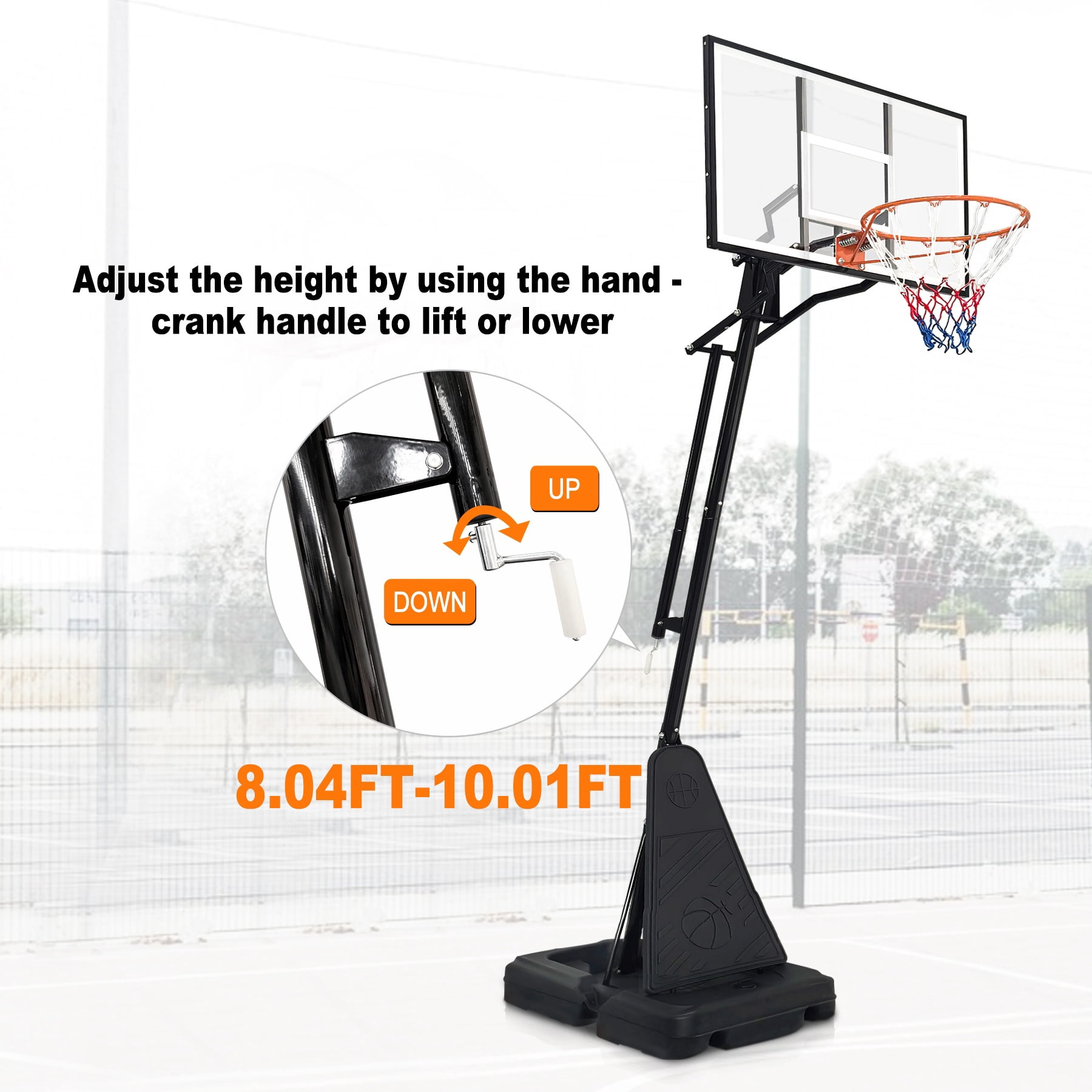 Portable Basketball Hoop Outdoor for Kids/Teens/Adults, Segmart 44inch Basketball Hoop Goals Systems with Wheels, 8Ft-10Ft Height Adjustable Basketball Hoop with Rebounder in Backyard/Courts/Indoor