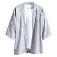 thumbnail image 3 of Lisingtool Cardigan Men Men's Solid Drop Shoulder Kimono Jacket Open Front Cardigan Cloak Tops Grey, 3 of 6