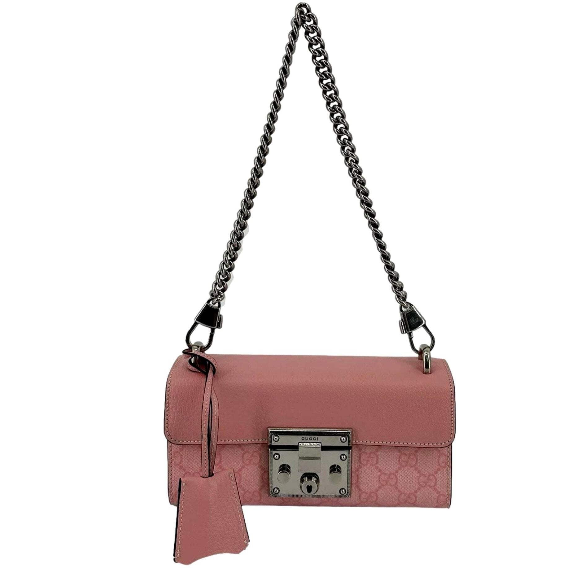 Gucci Padlock Bag Pink GUCCI Red/Pink Leather And GG Supreme